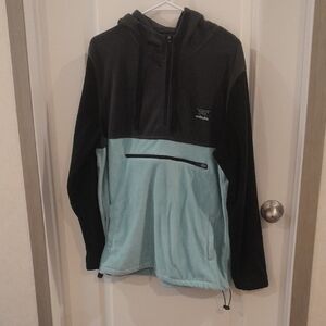 Men's Black and Light Blue Hooded Jacket